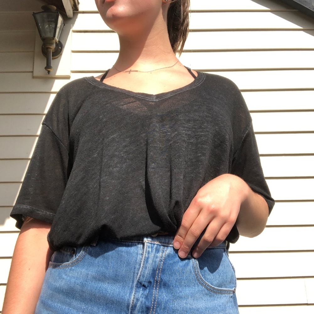 Light Weight Black V-Neck Tee